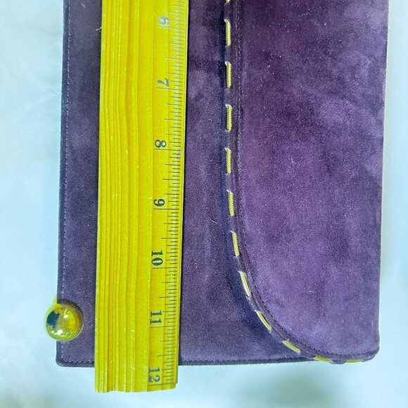 Vtg Stuart Weitzman Spain Burgundy Purple Suede Evening Shoulder Bag Purse Clutc - Picture 7 of 9